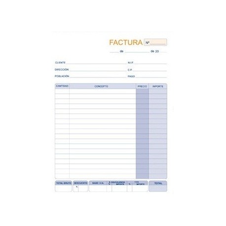 TALONARIO FACTURAS  100 HOJAS