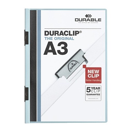 Durable 10 dossiers A3 con clip Duraclip PVC 2 pinzas metal 60 h.