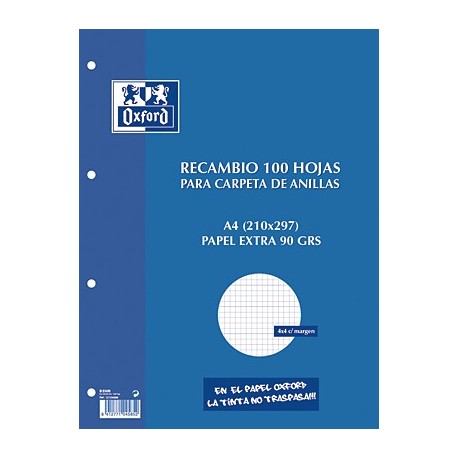 Oxford School recambio 100 hojas 90 gr. A4