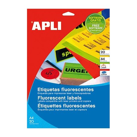 Apli carpeta 20 hojas de etiquetas adhesivas fluorescentes