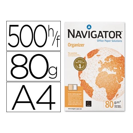 Navigator Organizer paquete papel 500 hojas A4 80 grs.  4 taladros