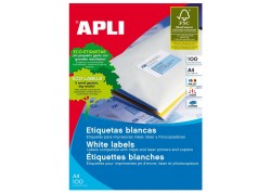 Apli caja 100 hojas etiquetas blancas adhesivas A4