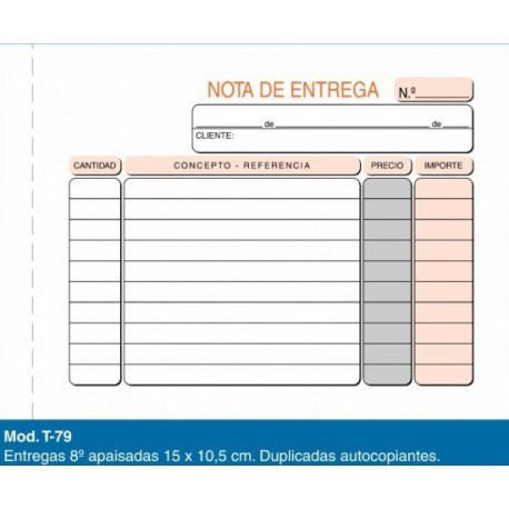 Loan talonario 8º apaisado nota de entrega duplicado T-79