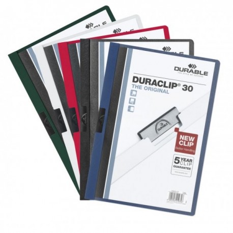 Durable caja 25 dossiers PVC A4 con pinza metall Duraclip