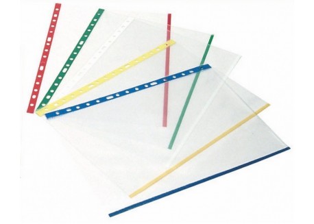 Grafoplas caja 100 fundas multitaladro folio con ribete de color