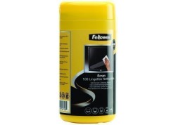 Fellowes bote 100 toallitas limpiadoras pantallas