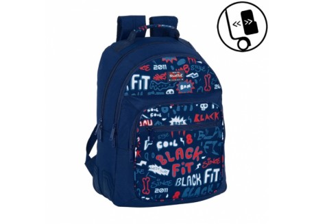 Safta mochila doble Blackfit8 letters reforzada adapt. a carro