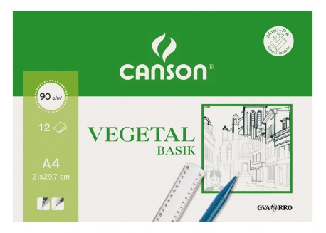 Canson minipack papel vegetal 12 hojas A4