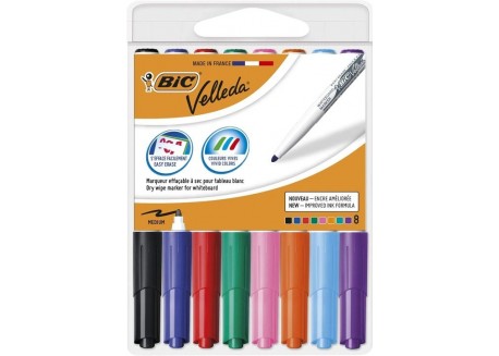 Bic blíster 8 rotuladores Velleda 1741 colores surtidos