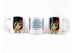 Kalidoscopio taza Amy Winehouse dibujo Tuki + frase