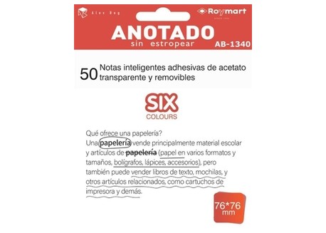 Alex Bog blister 50 notas adhesivas transparentes acetato
