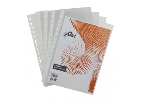 Olef caja 100 fundas multitaladro PP cristal