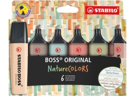 Estuche 6 marcadores Stabilo Boss 70 nature