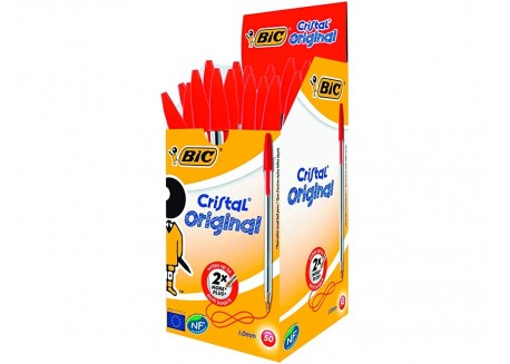 Caja 50 bolígrafos Bic Cristal rojo