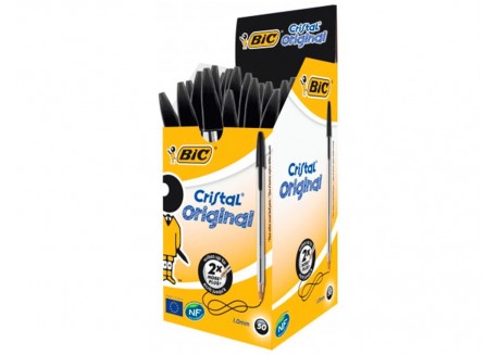 Caja 50 bolígrafos Bic Cristal negro
