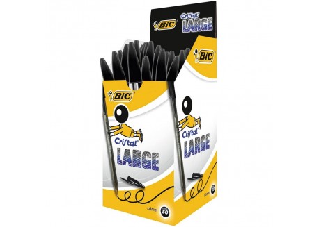 Caja 50 bolígrafos Bic  cristal XL-LARGE negro