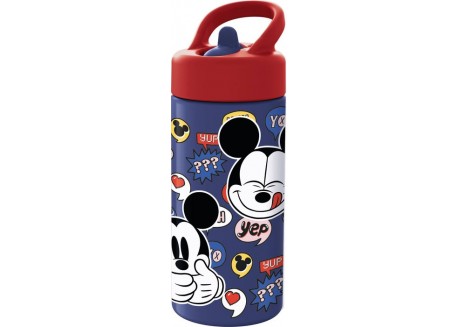 Botella infantil con pajita asa 410 ml.  Mickey