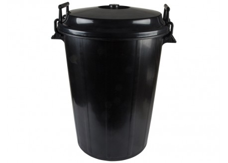 Contenedor de plástico negro con tapa y asas 100 L.