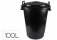 Contenedor de plástico negro con tapa y asas 100 L.