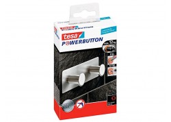 Tesa perchero adhesivo powerboton 2 ganchos