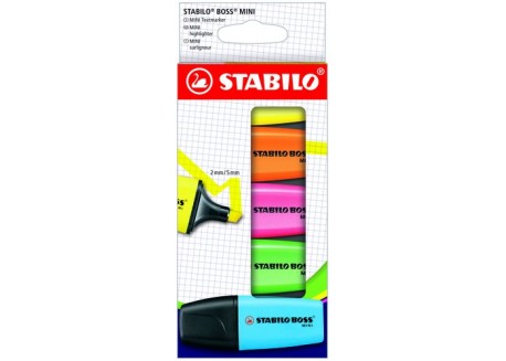 Estuche 5 marcadores Stabilo Boss flúor mini